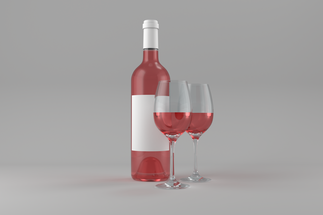 Transparent Red Wine Bottle with Two Glasses Elegantly Displayed - Download Free Stock Images Pikwizard.com