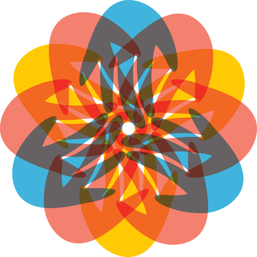 Colorful Decorative Flower Illustration on Transparent Background