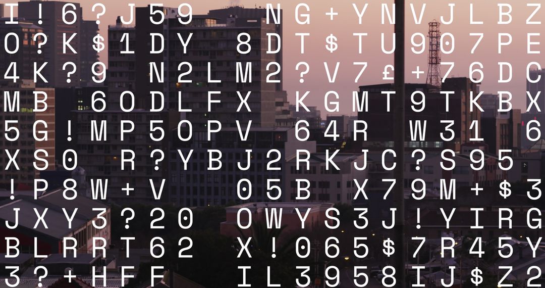 Surreal Digital Matrix Over Urban Skyline