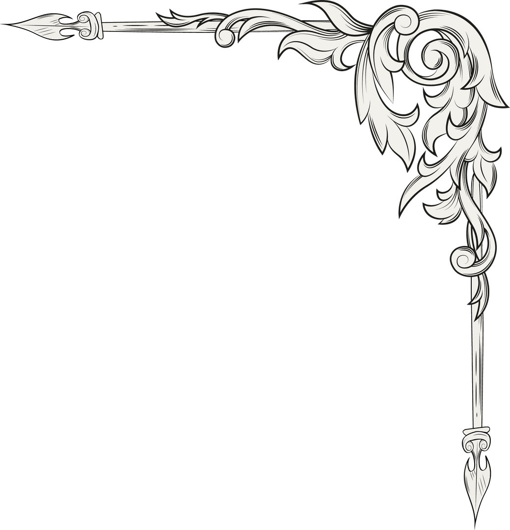 Intricate Ornate Corner Decoration on Transparent Background