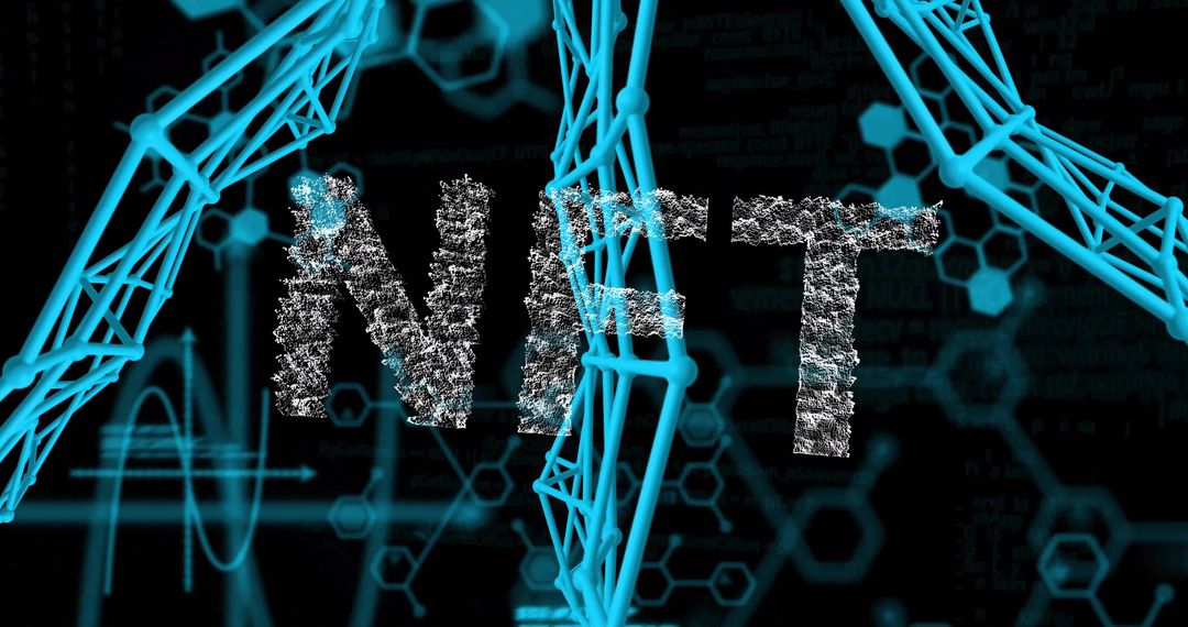 NIT letters forming from particles in neon cyan molecular network with hologram