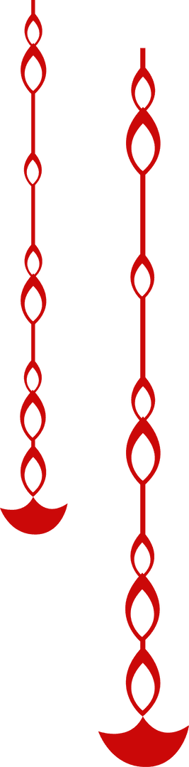 Red Geometric Hanging Ornaments on Transparent Background