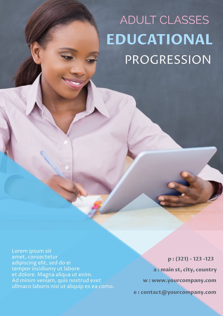 Dedicated Adult Learner with Tablet Embracing Lifelong Education