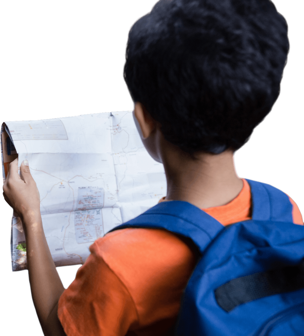 Transparent Background Child Holding Map with Backpack - Download Free Stock Images Pikwizard.com