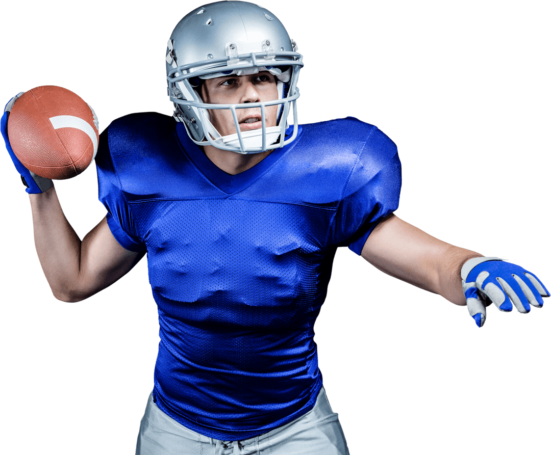 Transparent Concept of Focused Football Player Throwing Ball