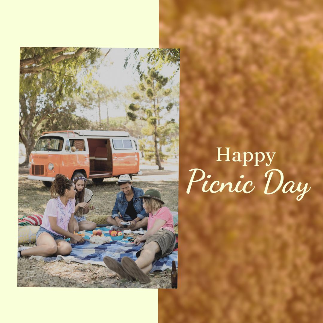 Diverse Friends Enjoying Picnic Outdoors on Happy Picnic Day - Download Free Stock Templates Pikwizard.com