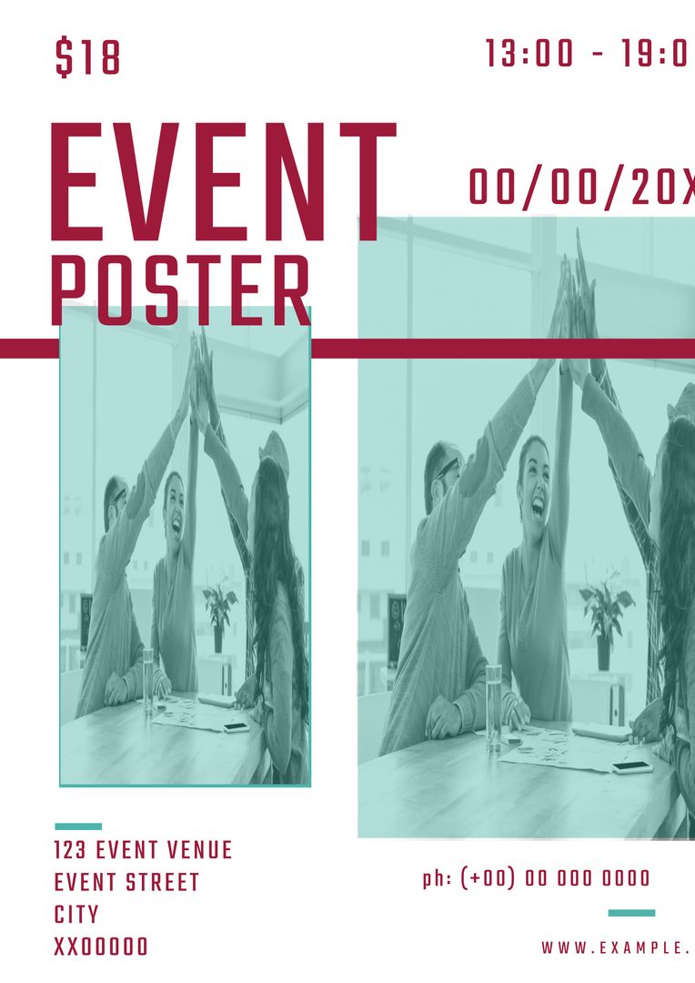 Team Building Event Poster with High Five Gesture