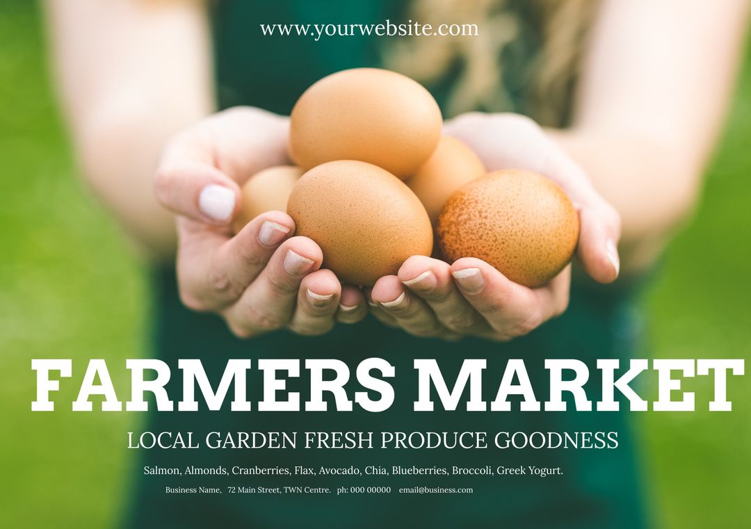 Hands Holding Fresh Eggs Promoting Natural Quality at Farmers Market