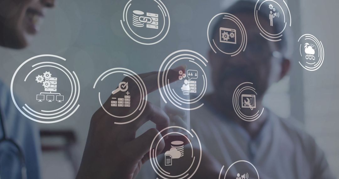 Doctor-Patient Consultation with Futuristic Digital Interface Display