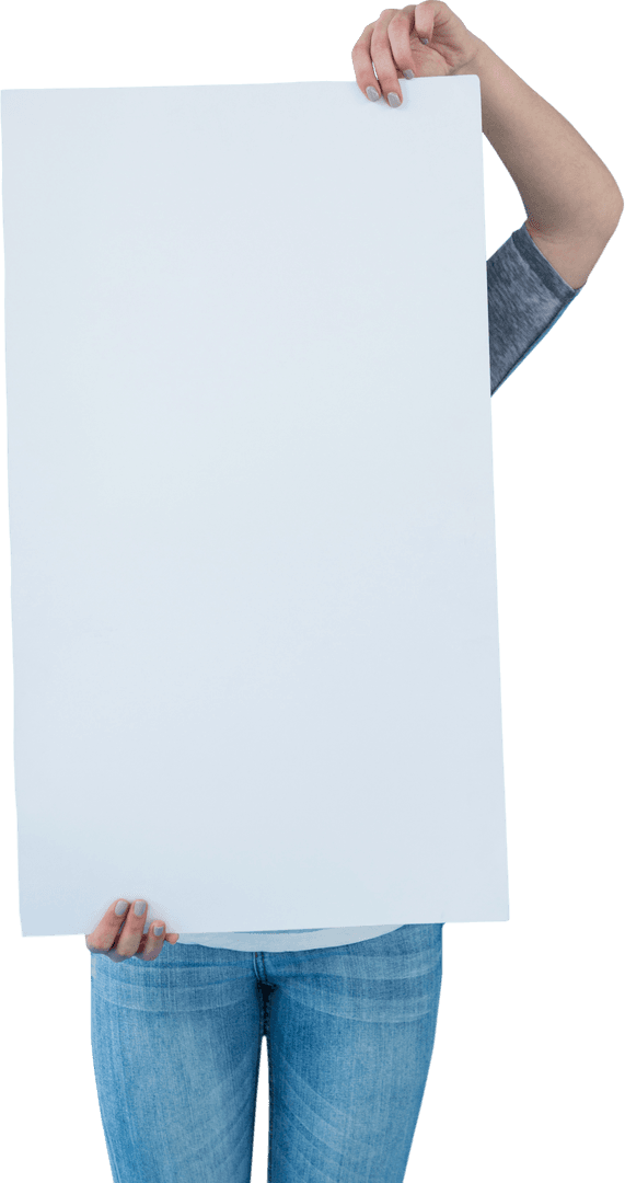 Transparent Background Woman Holding Blank Sign