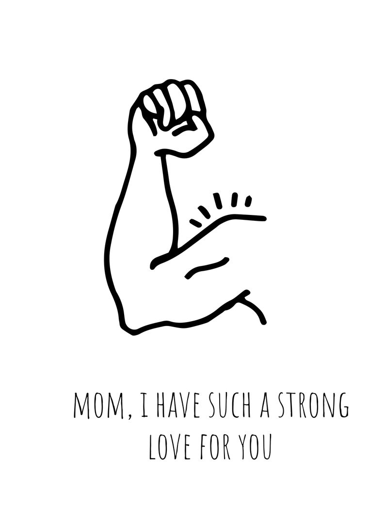 Mother's Day Card with Flexed Bicep Symbolizing Strength
