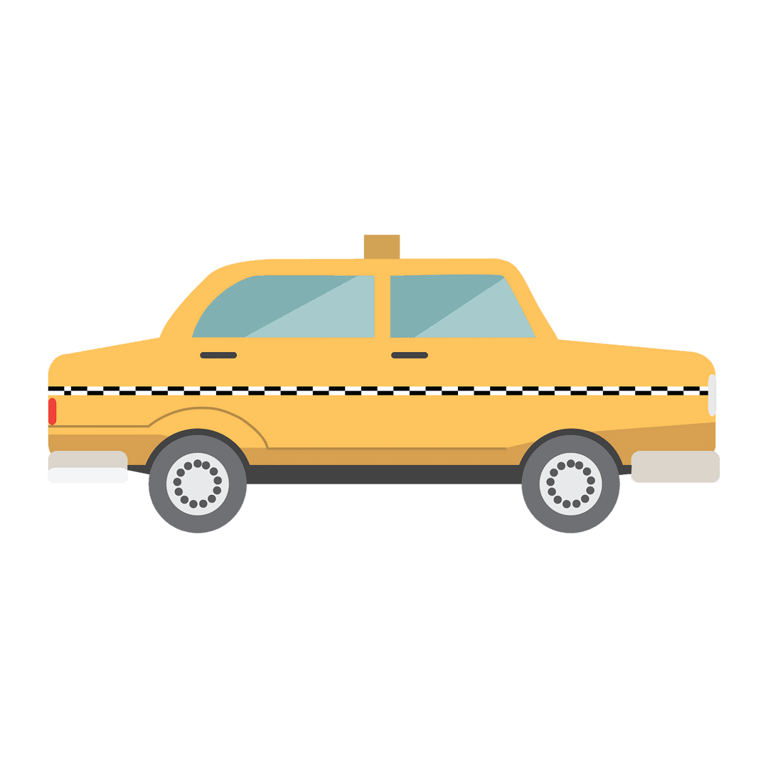 Yellow Cab Side View on Transparent Background for Travel Designs