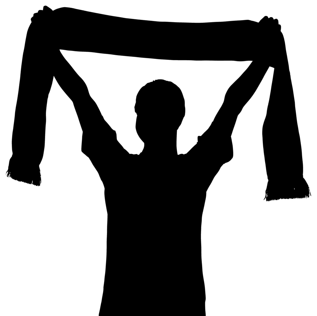 Transparent Silhouette of Supporter Holding Scarf