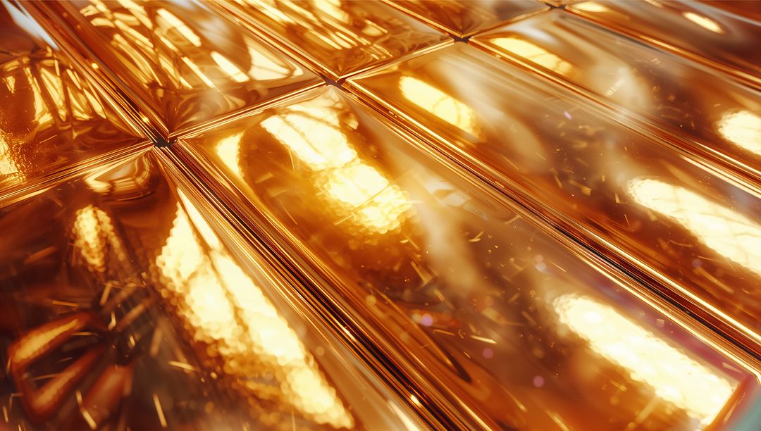 Glistening Gold Panels with Reflective Texture and Bright Hues
