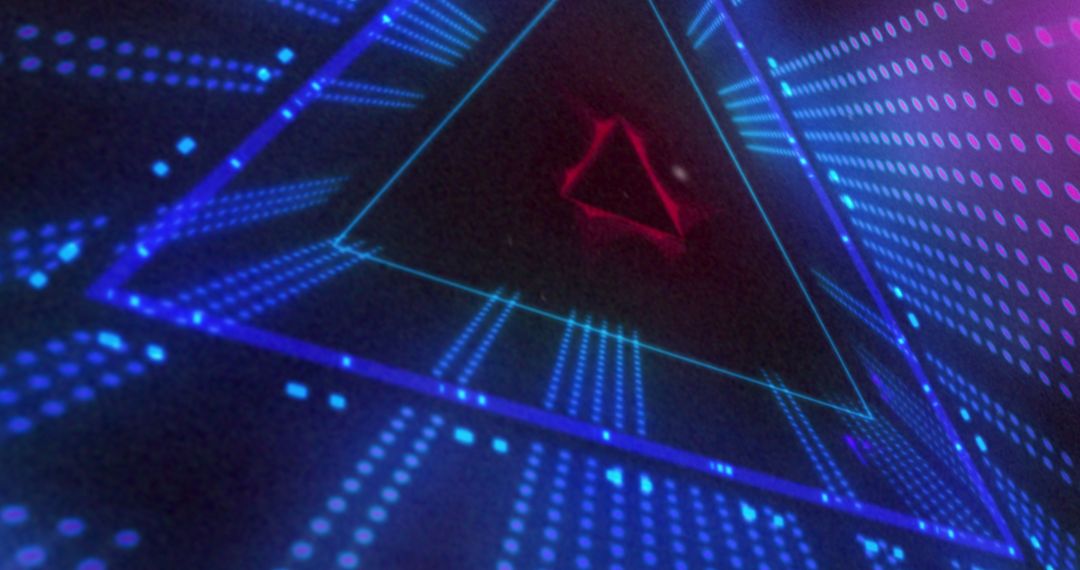 Futuristic Triangular Digital Light Display in Vibrant Blues and Pinks