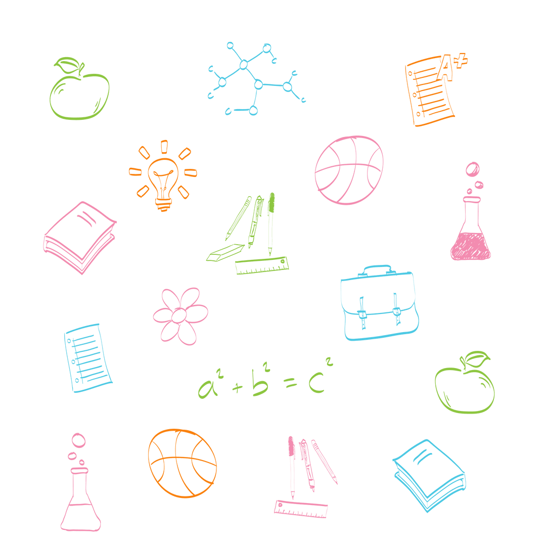 Colourful Transparent Education Icons Pattern Vector