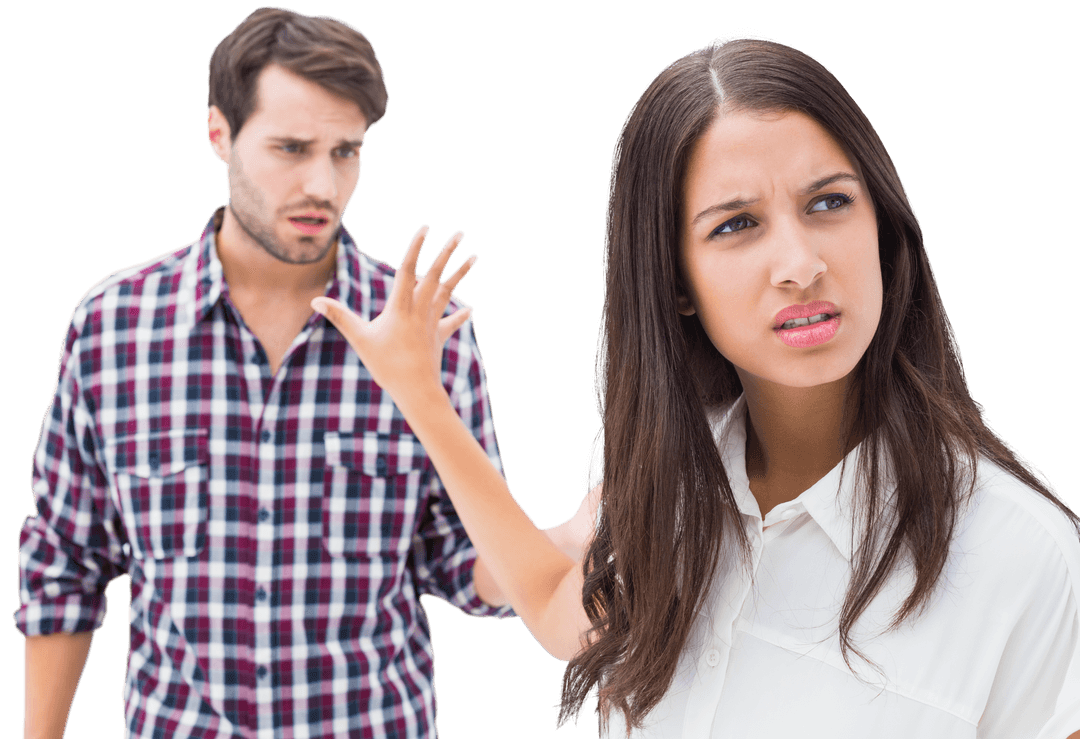 Transparent Couple Having Dispute Illustrating Relationship Tension