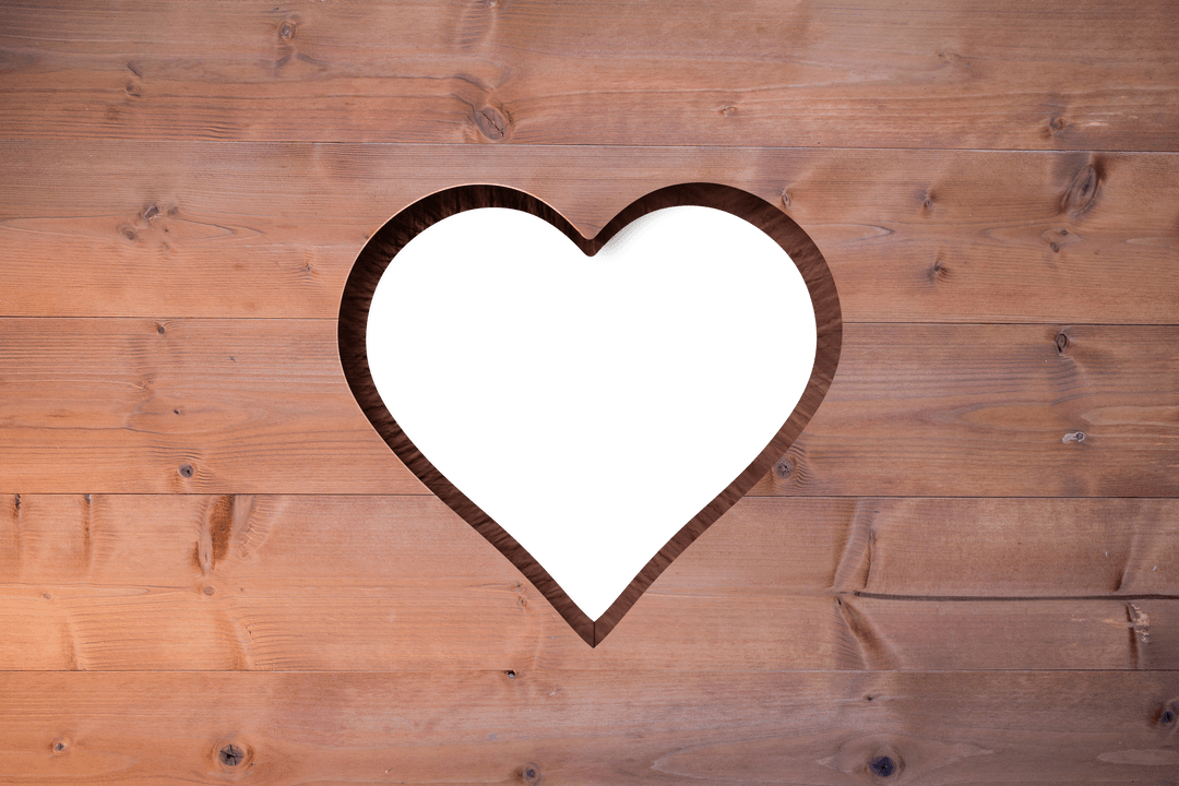Heart Shaped Hole with Transparent Center on Wood
