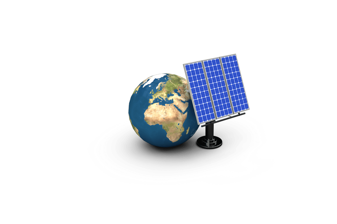 3D Transparent Earth with Solar Panel on Stand Illustration