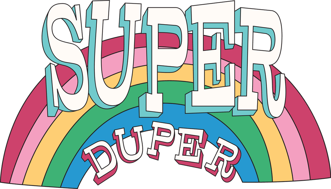 Super Duper Rainbow Text Illustration Transparent Background