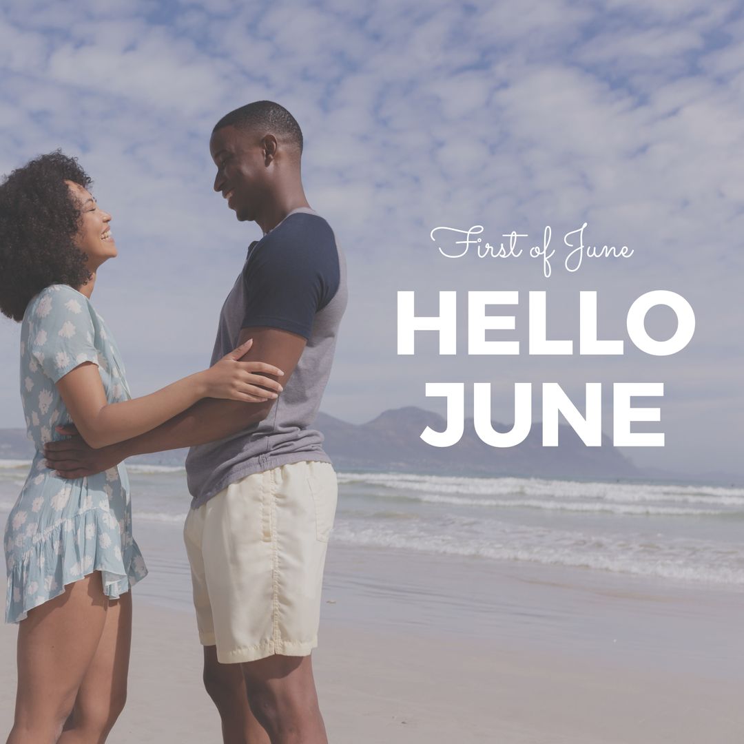 Couple Embracing at Beach Celebrating June