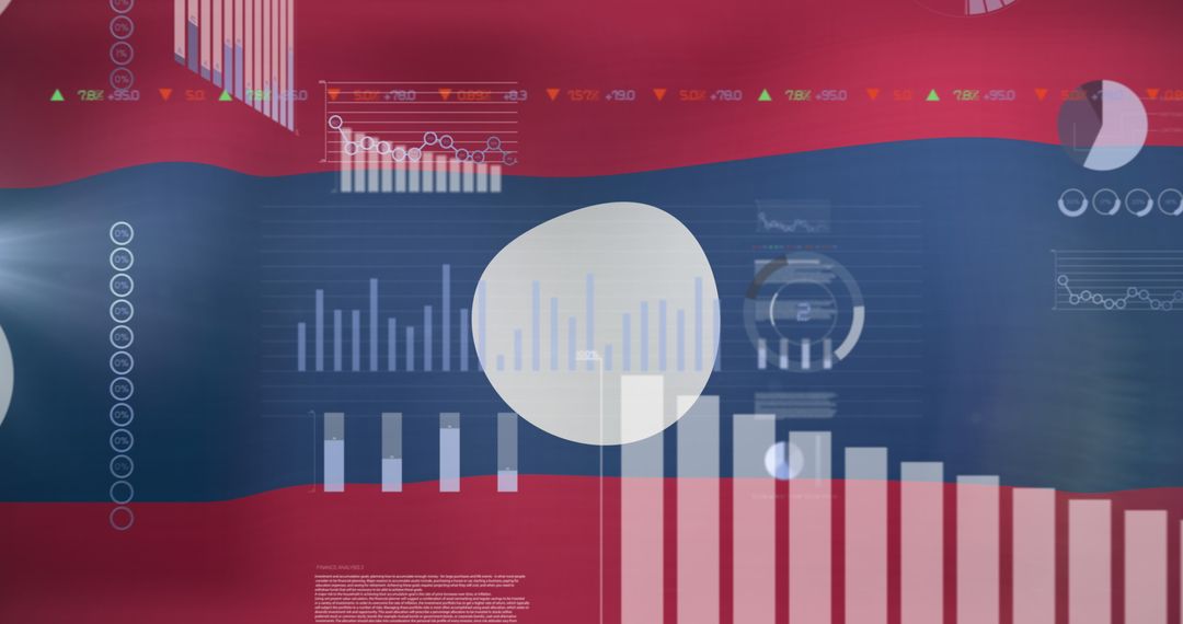 Data Analytics Interface Overlaid on Laos Flag
