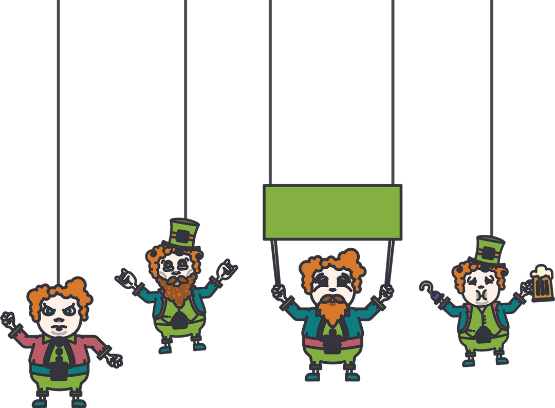 Lively Leprechauns Hanging from Strings St Patrick's Celebration