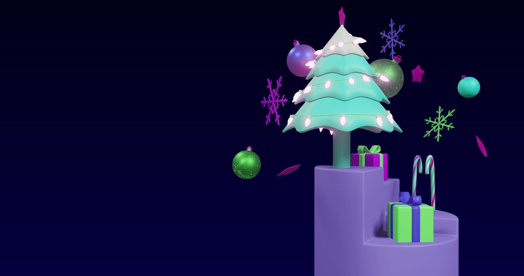Festive 3D Christmas Tree with Colorful Ornaments