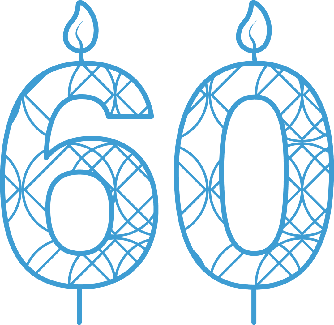 Blue 60 Birthday Candle Vector With Pattern Transparent Background