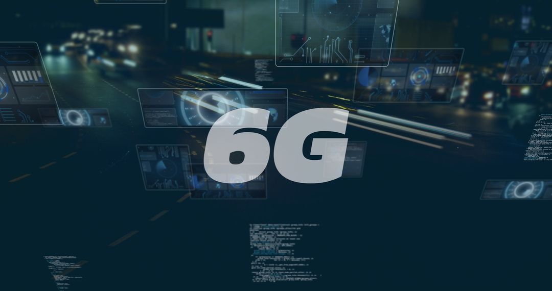 6G Technology Futuristic Digitial Interface Overlay Traffic Background