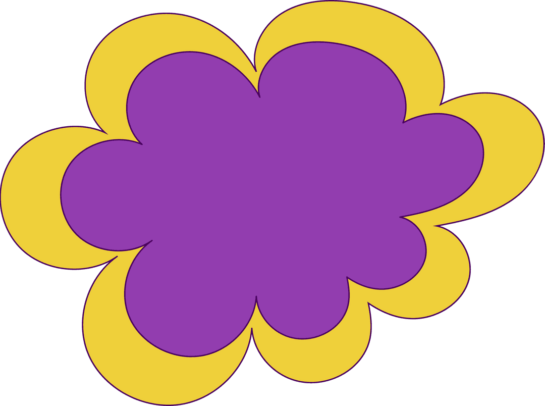 Vibrant Scalloped Shape with Yellow Border on Transparent Background