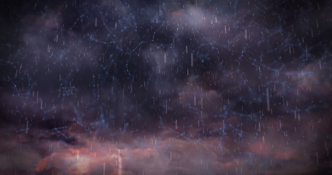 Digital Data Matrix in Stormy Sky Background