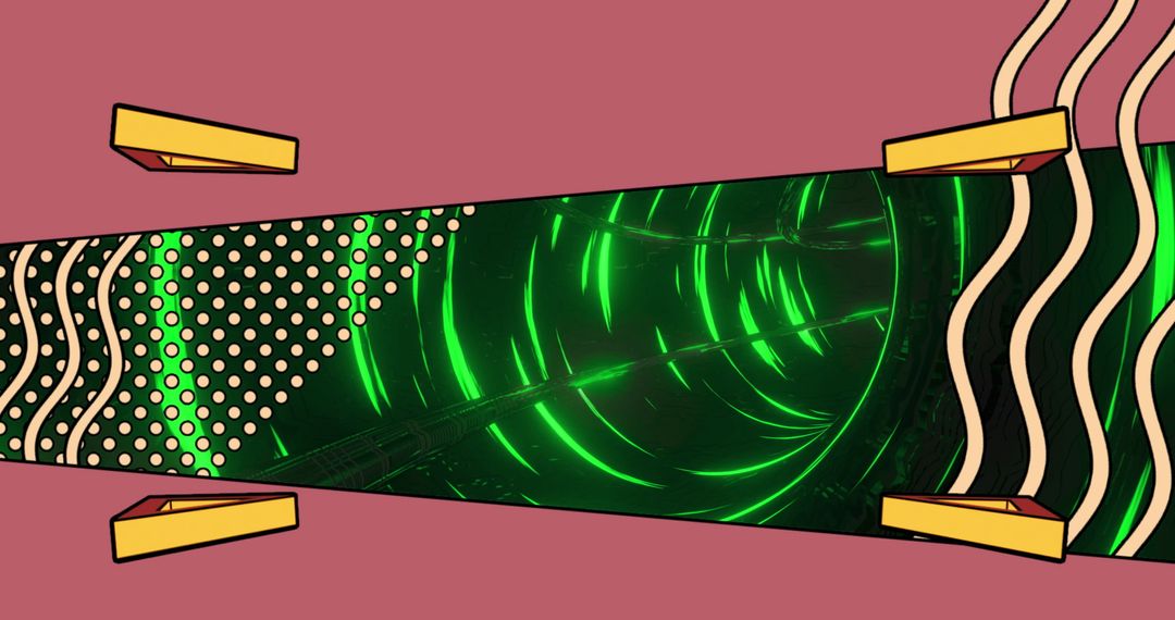 Abstract Geometric Design with Green Tunnel Illusion