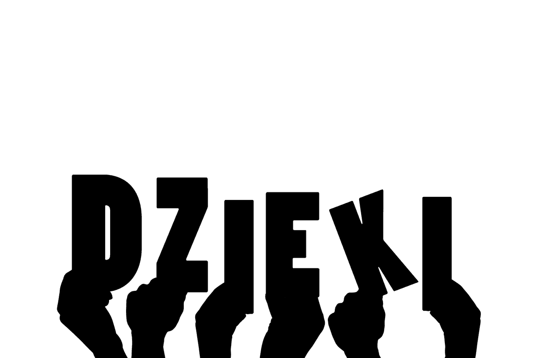 Hands Holding 'Dzieki' Text on Transparent Background Illustration