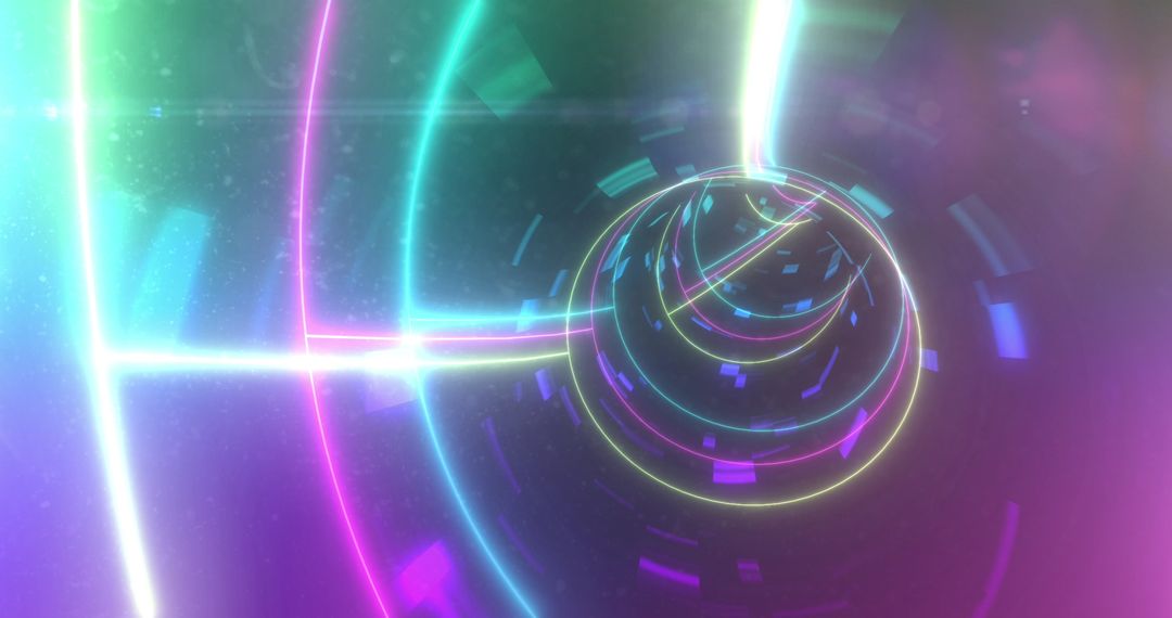 Futuristic Neon Tunnel with Bright Colors and Digital Glow