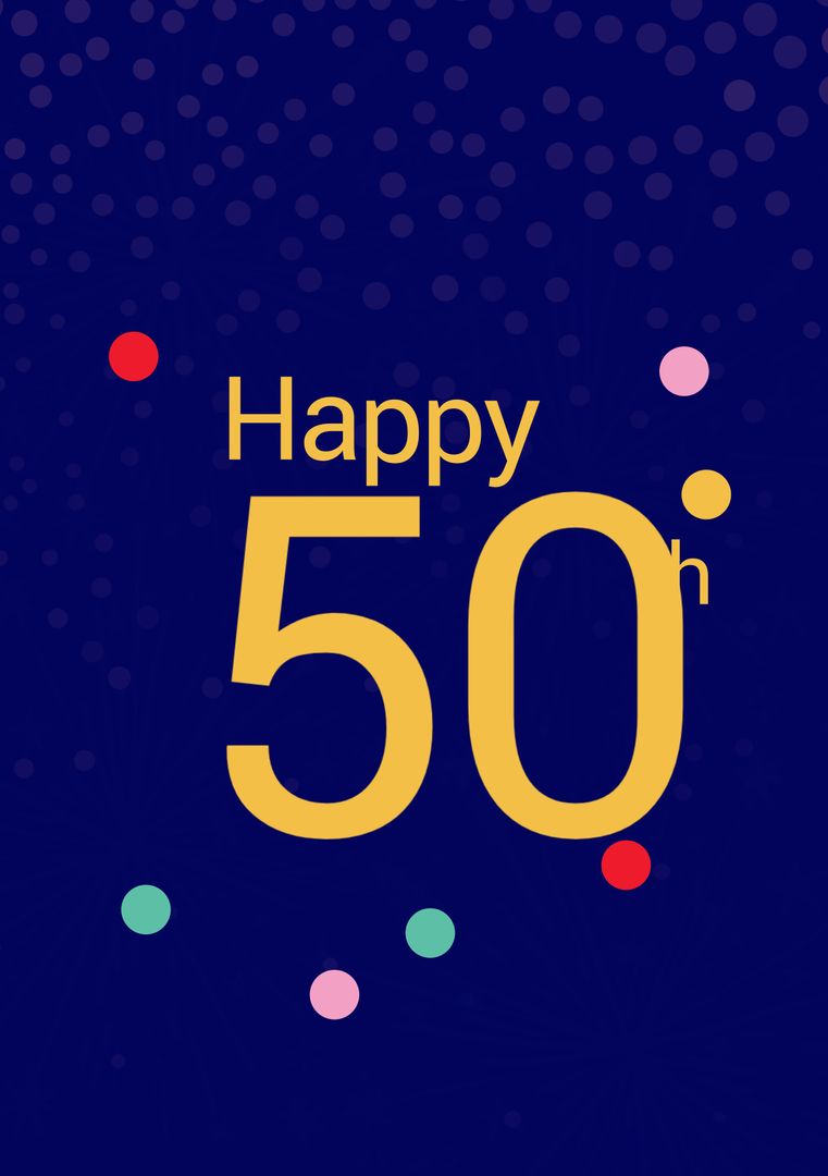 Vibrant Happy 50th Celebration with Bold Text and Festive Background