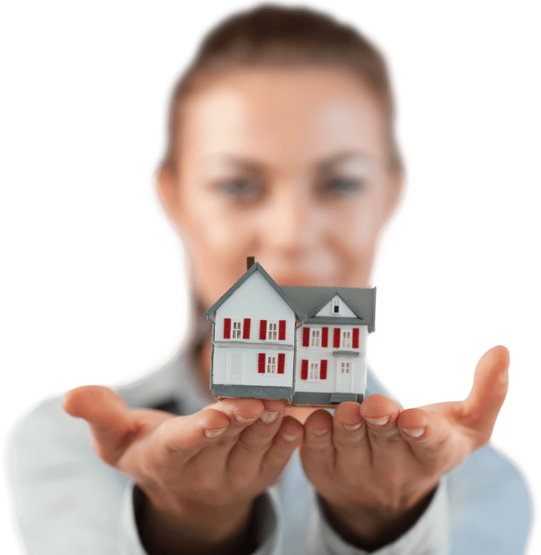 Female Realtor Displaying Transparent House Model