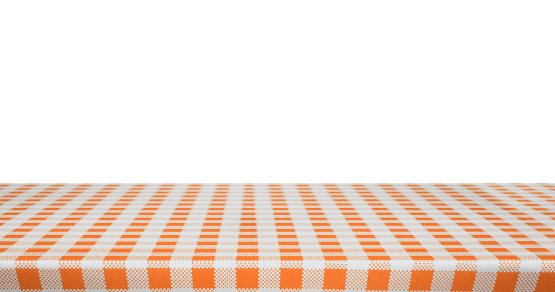 Transparent Orange and White Gingham Style Tablecloth Surface Background