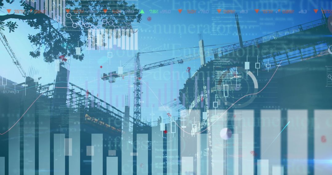 Innovative Business Data Overlaying Modern Cityscape