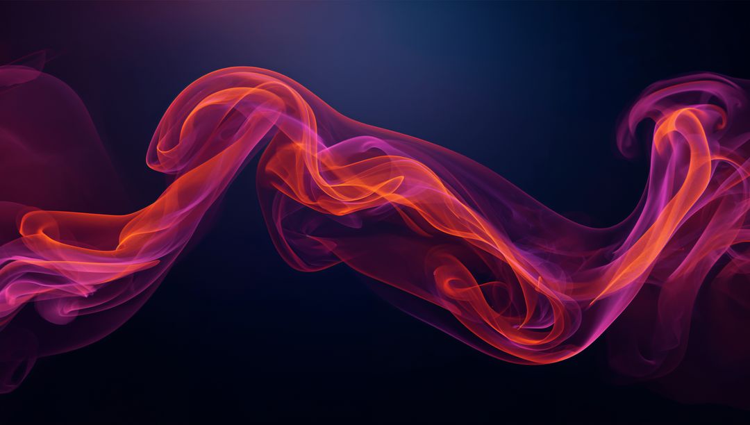 Vibrant Smoke Ribbons on Dark Background in Abstract Art