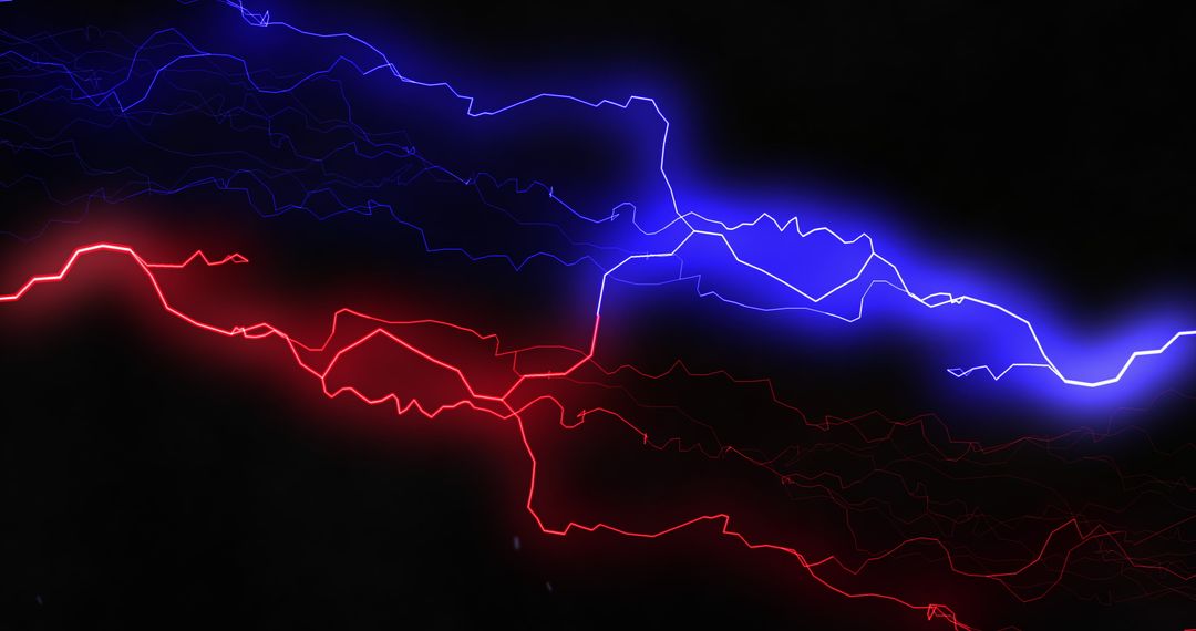 Dynamic Red and Blue Lightning Bolts on Black Background - Free Images, Stock Photos and Pictures on Pikwizard.com