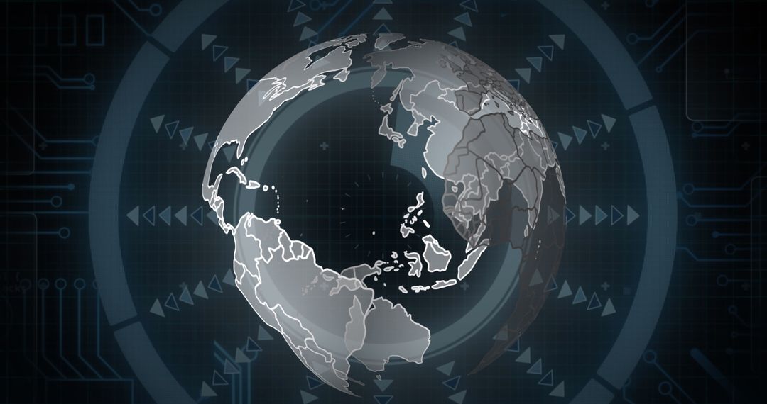 Spinning Globe with Global Network Connections on Dark Interface