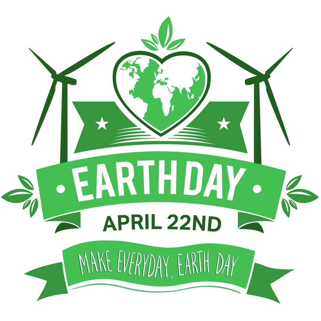 Earth Day Typography Design on Transparent Background