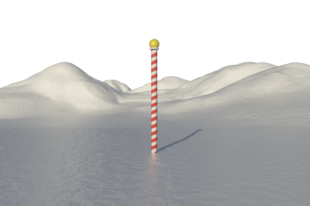 Transparent Snowy Landscape with Striped Pole Illustration