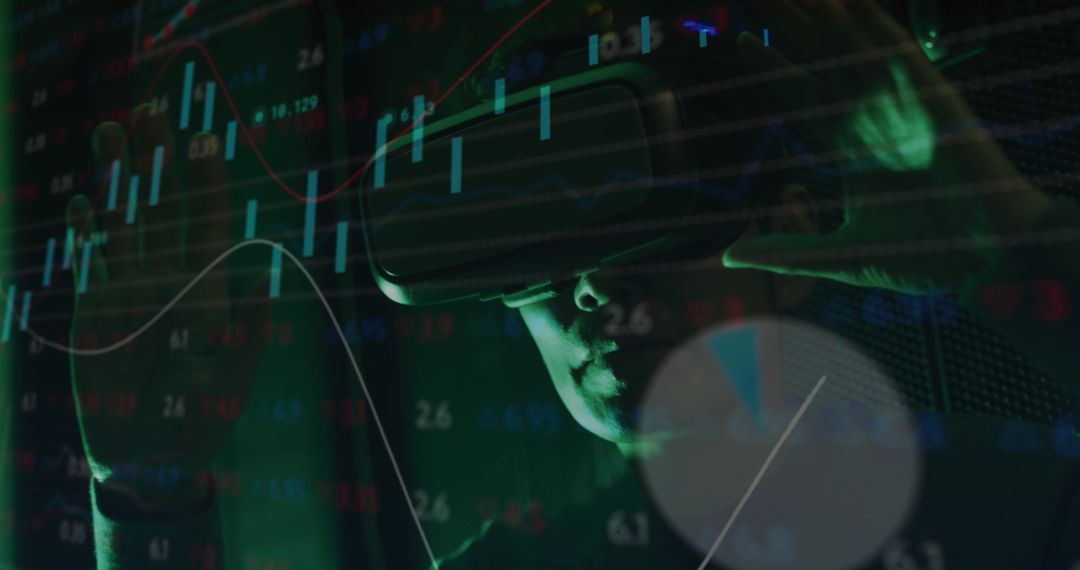 Asian IT Engineer Experiencing Data Visualization with VR in Server Room