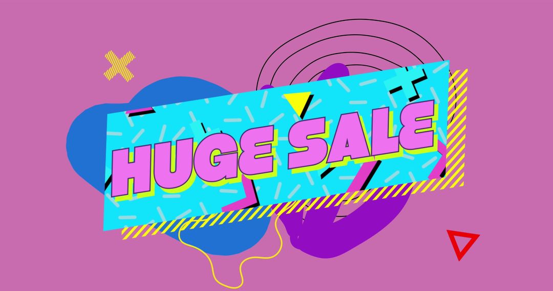 Retro Huge Sale Banner with Vintage Geometric Shapes - Free Images, Stock Photos and Pictures on Pikwizard.com