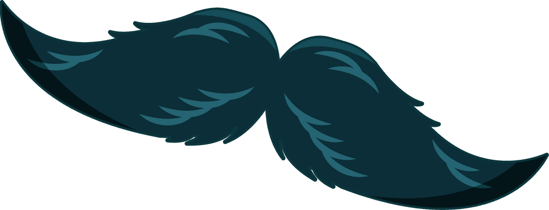 Teal Handlebar Moustache Illustration on Transparent Background