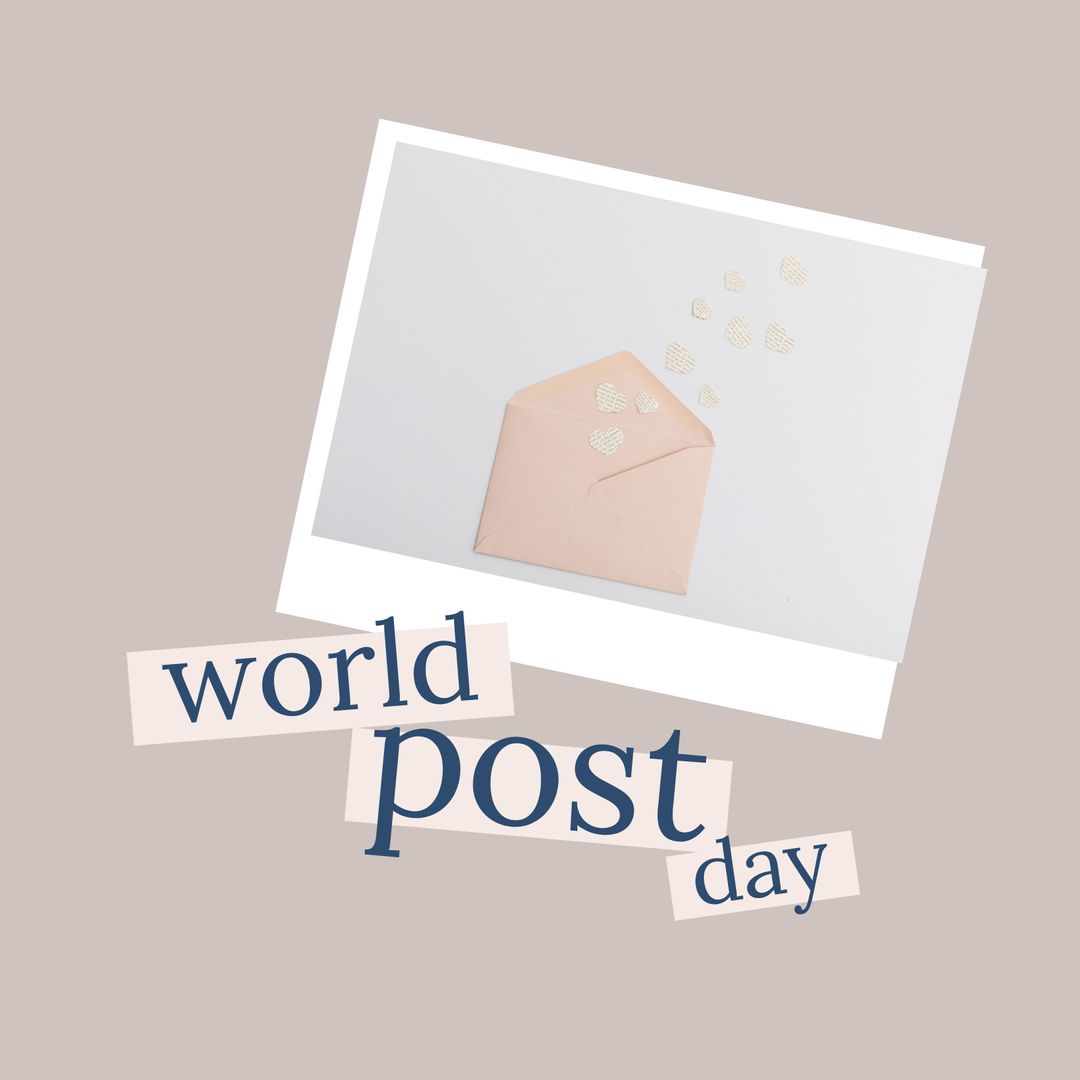World Post Day Greeting Card with Envelope and Heart