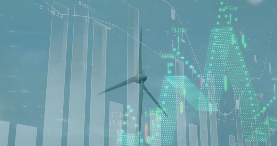 Wind Turbine and Financial Data Analytics Concept