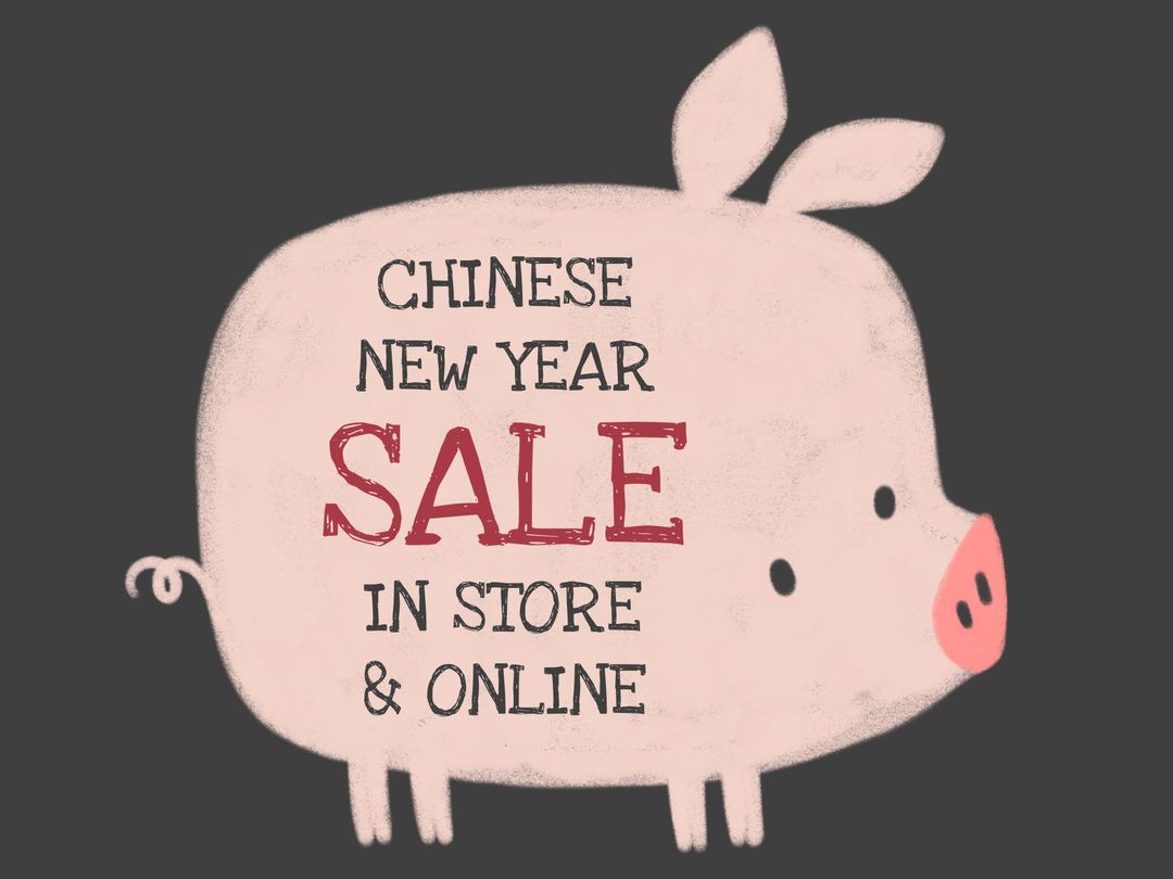 Cute Pig Illustration for Chinese New Year Sale Advertisement